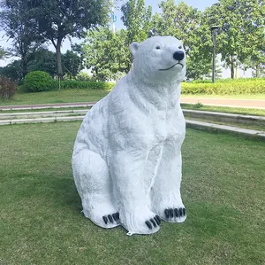 Oso Polar de peluche de poliresina de tamaño real, estatua de bebé, animales de safari gigantes, OEM