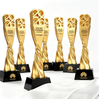 JINZUN Nouveauté 2026 Trophée en résine torsadée avec logo personnalisé, base en or, argent et cristal, pour récompense d'entreprise