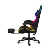 Chaise de jeu en cuir PU au design moderne, avec LED RGB, base pivotante à cinq branches et repose-pieds, pour gamers - Offre Spéciale
