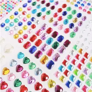 Multicolor Assorted Size 3D Gem Jewels Rhinestone Crystal Stickers For Craft DIY