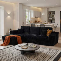 Style nordique 2.5x2.5x0.8m modulaire multifonctionnel en forme de L Chenille canapé moderne confortable Durable 1 inclinable flexible 4 Plus