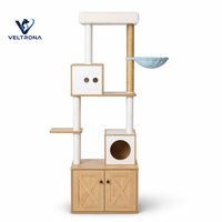 Mueble de Almacenamiento para Gatos con Árbol, Caja, Casa, Poste de Sisal, Hamaca, Comedero y Percha Superior - Mobiliario Interior al por Mayor