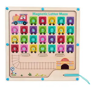 소년과 소녀를위한 교육 알파벳 인지 게임 자석 퍼즐 조기 학습 자기 편지 미로 장난감