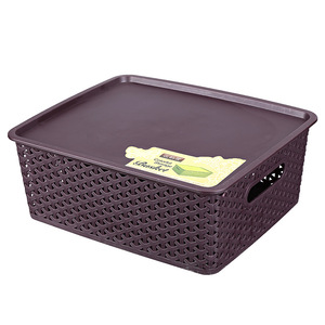 Storage Basket Rectangle With Lid Off <b>White</b> Brown <b>White</b> With Handles Multifunctional Desktop Storage Organizers - Product Image 4