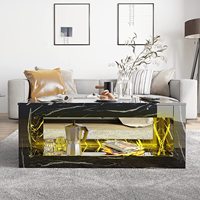 Table basse LED créative de luxe pour la maison, table basse de salon avec éclairage d'ambiance et rangement