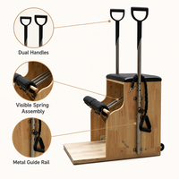 Chaise Wunda en bois de chêne très vendue, chaise de Pilates portable pour studio de Pilates avec ressorts allemands et coussin en cuir super fibre