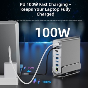 Estación de Conexión Tipo C 15 en 1 con <span class=keywords><strong>3</strong></span> Pantallas, Expansión de Monitor HD 4K 60Hz DP, Estación de Conexión <span class=keywords><strong>USB</strong></span> C PD100W en Stock - Product Image 5