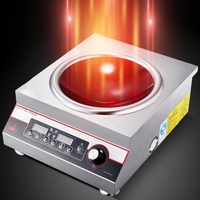 Wok-4000W à Induction industrielle Portable plaque en cristal poli cuisinière électrique commerciale chauffage rapide cuisine à bouton-poussoir