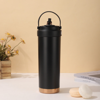 Botella Térmica de Acero Inoxidable Mate de Color Sólido con Tapa Abatible, Asa de Transporte Portátil, Botella Aislada al Vacío de Gran Capacidad