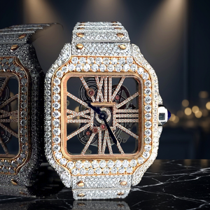 Montre de luxe en moissanite à coupe carrée pour hommes et femmes, boîtier en acier inoxydable, affichage numérique, cadran en verre, bracelet à fermoir, étanche 10 bars - Product Image 3