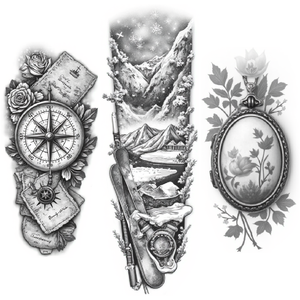 Tatuajes Temporales Realistas con Diseño Floral Vintage y <span class=keywords><strong>de</strong></span> Velas para Tocador, Arte Corporal para Mujeres (Muslos), Hombres (Brazos, Piernas, Mangas) - Product Image 6