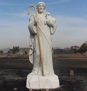 Statue de Jésus lavant les pieds en marbre blanc, sculptée à la main, scène biblique, sculpture religieuse catholique, décoration extérieure pour église et jardin - Product Image 2