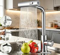 Robinet de cuisine moderne en acier inoxydable 304 brossé, avec douchette extractible pour eau chaude et froide, vente en gros américaine