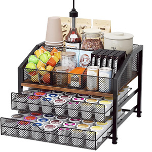 Kahve Barı İstasyonu Düzenleyici Tezgah Üstü Üç Katmanlı Metal Ahşap K-Cup Tutucu Saklama Rafları Kahve Kapsülleri Şurup Bardakları Karıştırıcı - Product Image 6