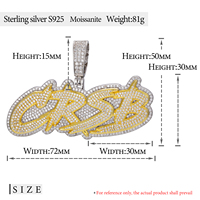 Pass Diamond Tester Moissanite Iced Out Lettre Pendentif 925 Sterling Silver Rappeur Cadeau Hip Hop Bijoux Nom Personnalisé Collier