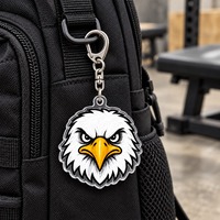 Porte-clés personnalisés en acrylique, lot de 6, thèmes sportifs : Bouledogue, Aigle, Ours, Texane, Taureau, Alligator, impression UV double face, vente en gros