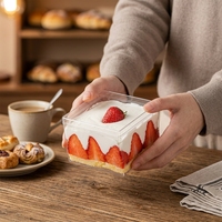 Conteneur en plastique transparent pour tiramisu, grande boîte transparente pour mousse, biscuits, sandwichs, desserts, emballage parfait