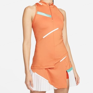 High Neck Contrast Color <b>Athletic</b> Pleated One Piece Quick Dry Summer Sleeveless Women's Half Zip Tennis Dress Skirts Skorts Wear - Product Image 6