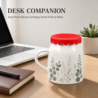 Mug à lait créatif en forme de pot de lait, 12 oz (360 ml), en céramique blanche, avec couvercle en silicone personnalisé pour le petit-déjeuner