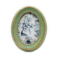 Cadre photo vintage en résine verte 2,5x3,5 pouces, format portefeuille, mignon, pour table ou mur, décoration rétro pour la maison, vente en gros