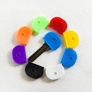 Set penutup tag topi kunci plastik penutup kunci cap pengenal cincin penutup kunci untuk silikon gantungan kunci tag organisasi Rumah