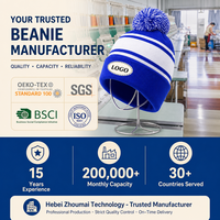 Bonnet tricoté personnalisé à pompon, rayé, extensible, taille unique, pour l'hiver, décontracté, chaud et confortable, unisexe, OEM, vente en gros, faible MOQ