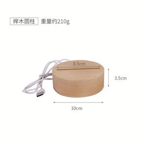 Beech Rectangular Oval LED Nightlight Base 7/3 Color Options Wooden Luminous USB Rechargeable 3D Nightlight Base Monochrome - Product Image 5