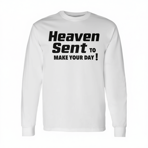 T-shirt à manches longues unisexe à col rond Heaven Sent To Make Your Day, vêtements promotionnels pour adultes - Product Image 2