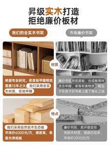 Mở kệ gỗ sồi thấp kệ sách bằng gỗ 3 tầng tầng thường vụ hiển thị tủ tổ chức với cơ sở - Product Image 5