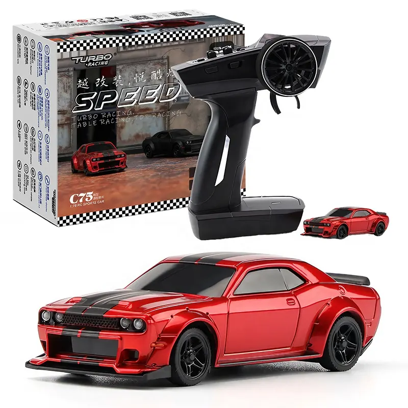 Turbo Racing C75 1:76 Scale RTR 2.4G 7km/h Max Speed TC04 Chassis Enhanced Stability RC Mini Car as Birthday Gift for Kids