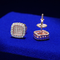 Venta Directa de Fábrica, Joyería Hip Hop de Moda, Aretes de Latón con Circonita y Diamantes para Mujeres y Hombres