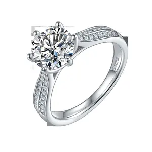 Starlight Queen S925 แหวนเพชร Moissanite แพลทินัมชุบเงิน 2.0 กะรัต เกรด D สําหรับหมั้นและงานแต่งงาน