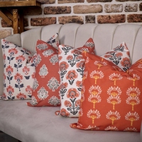 Housse de coussin bohème en coton imprimé 100% orange, housses de coussin décoratives pour canapé, chambre à coucher, décoration de la maison, vente en gros