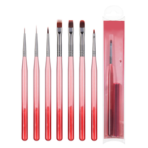 Ensemble de 7 pinceaux pour nail art OEM ODM, manche acrylique dégradé rouge vin, pour la peinture au gel, manucure en salon - Product Image 1