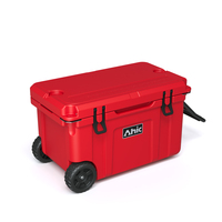 Glacière isotherme à roulettes 55QT, robuste et étanche, avec poignée (Rouge Sauvetage)