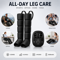 Masseur de jambes à compression d'air avec écran LCD, bottes à 5 chambres, sans fil, rechargeable, 6 modes, 8 niveaux, mémoire de mode