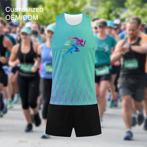 Custom Marathon Running Knitted V-neck Quick Dry Digital Print <b>Athletic</b> Wear Anti Sweat Proof Men Seamless Tank Tops T-Shirts - Product Image 1