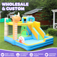 Château gonflable Doctor Dolphin Bounce Combo avec toboggan, trampoline, piscine à balles, capacité 3 personnes, installation facile