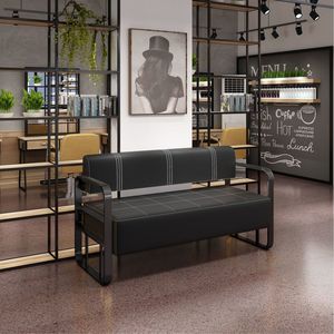 Modern Stainless Steel Hair Salon Waiting <b>Sofa</b> Light Luxury Design for Outdoor & Hotel Reception Areas - Product Image 1