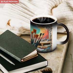 Mug magique personnalisé 11oz en céramique noire givrée, changeant de couleur à la chaleur, pour sublimation - Product Image 3