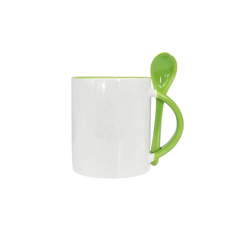 Tại chỗ eo Trống Loại truyền nhiệt in ấn chèn muỗng cup trắng gốm Mug trống truyền nhiệt in ấn cup