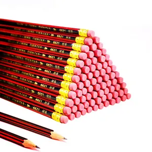 HB-lápiz rojo clásico para pintar bocetos, lápiz de madera con cabeza de borrador para suministros de oficina