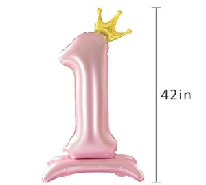 Globo con número de soporte de <span class=keywords><strong>42</strong></span> pulgadas con globos de papel de aluminio con base Decoraciones para fiestas de aniversario de cumpleaños Azul Rosa - Product Image 6