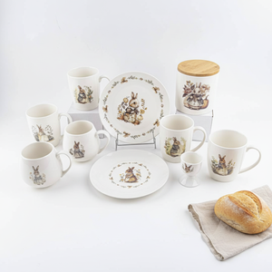Bestseller 2026 Set di Piatti a Tema Coniglietto Pasquale, Stoviglie in Ceramica Bianca per Bambini e Famiglia - Product Image 2
