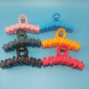 Pince à cheveux colorée, haut de gamme, brillante, à sept fleurs, pour chignon luxueux à l'arrière de la tête, pince requin, accessoire capillaire en gros. - Product Image 1