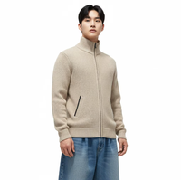 Pull cardigan pour homme, style classique confortable, hiver automne, col roulé, fermeture éclair, pull décontracté pour homme