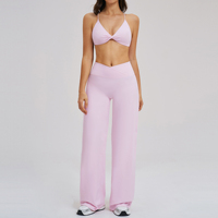 Meilleures ventes, ensembles de yoga personnalisés pour femmes, 2 pièces, leggings larges pour femmes, tenues de sport pour la salle de sport