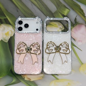 เคสโทรศัพท์แบบตั้งได้ Bow Bling สำหรับ iPhone 17 Pro Max 16 15 11 ลายหูแมว ประดับเพชร ป้องกันกล้อง พร้อมกลิตเตอร์ สำหรับสาวๆ ผู้หญิง - Product Image 2