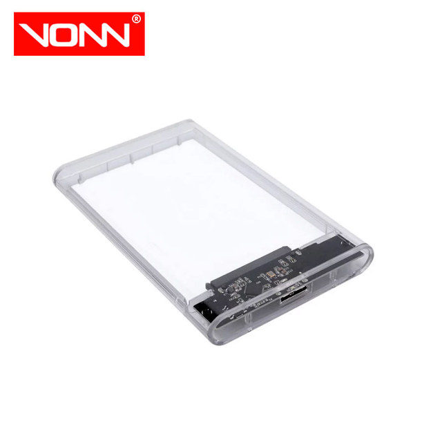 VONN 2.5 Inch USB3.0 Transparent Plastic Hard Disk Case Portable External Hard Drive Enclosure for SATA HDD SSD