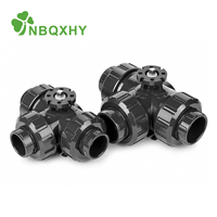 Vanne à boisseau sphérique 3 voies à plateforme haute Type L/T DN15-DN50 UPVC CPVC PPH PVDF Prête pour actionneur pour applications chimiques et aqueuses